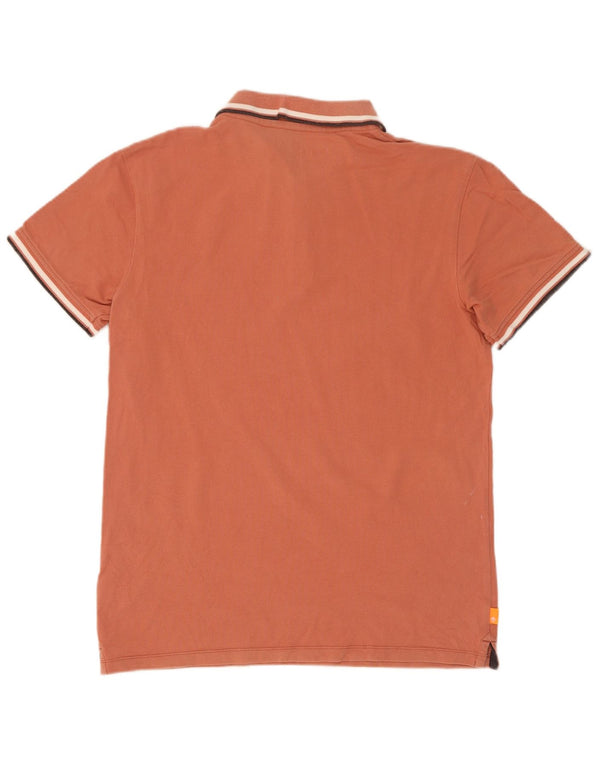 Camisa polo masculina Timberland Slim Fit médio marrom listrado algodão