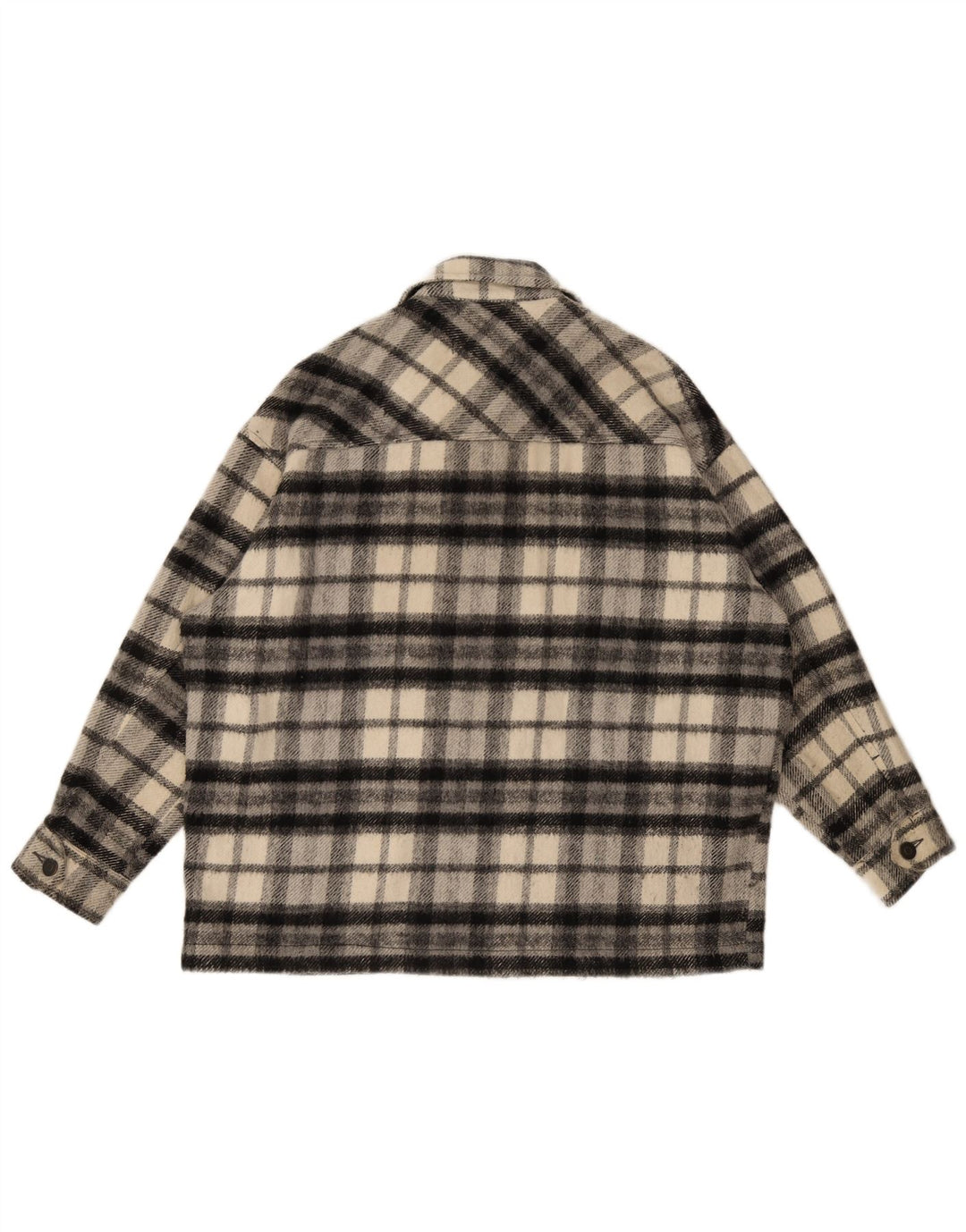 Camisa feminina oversized de flanela Zara Reino Unido 10 pequena xadrez preta