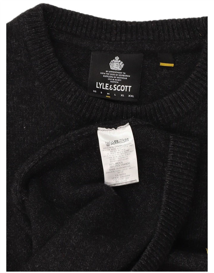 Suéter masculino LYLE & SCOTT com gola redonda e lã cinza médio