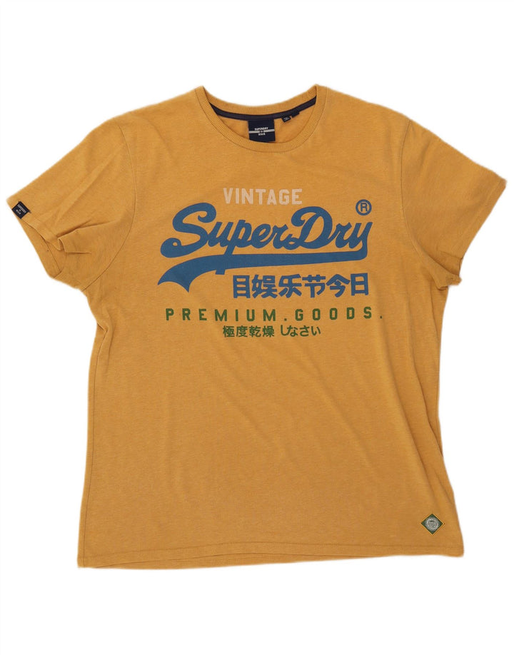 Camiseta gráfica masculina SUPERDRY Top 2XL algodão amarelo
