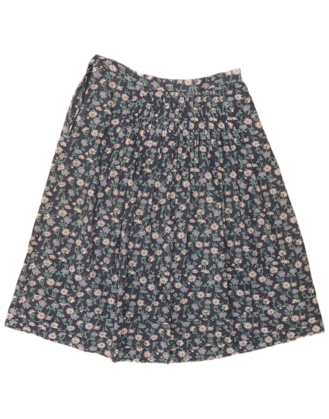 Saia feminina vintage linha A W28 floral azul médio