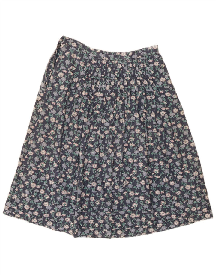Saia feminina vintage linha A W28 floral azul médio