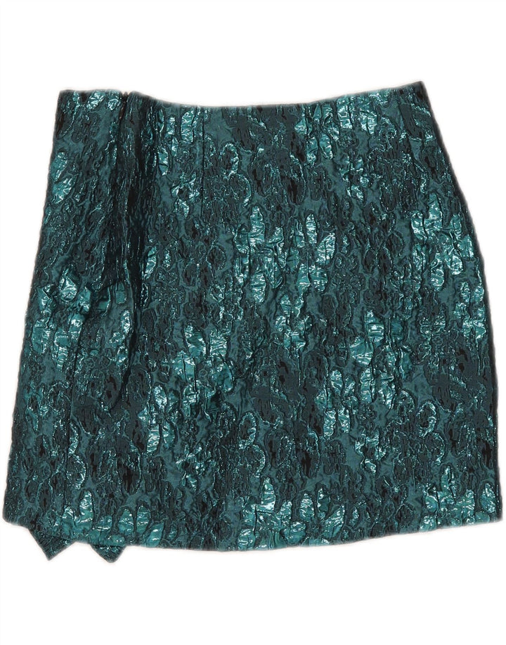 Mini saia feminina Zara XS W24 azul floral poliéster