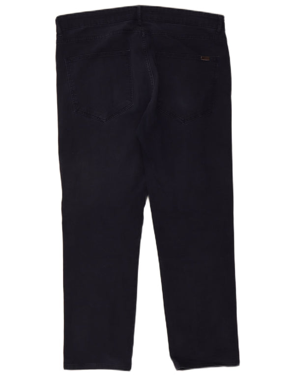Calça jeans reta cortada masculina Zara EU 46 XL W36 L26 algodão azul marinho