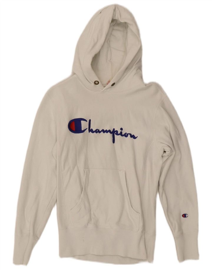 CHAMPION Suéter feminino com capuz gráfico UK 10 pequeno branco