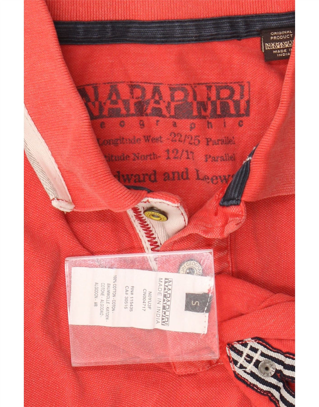 Camisa polo masculina com estampa geográfica NAPAPIJRI pequena de algodão vermelho