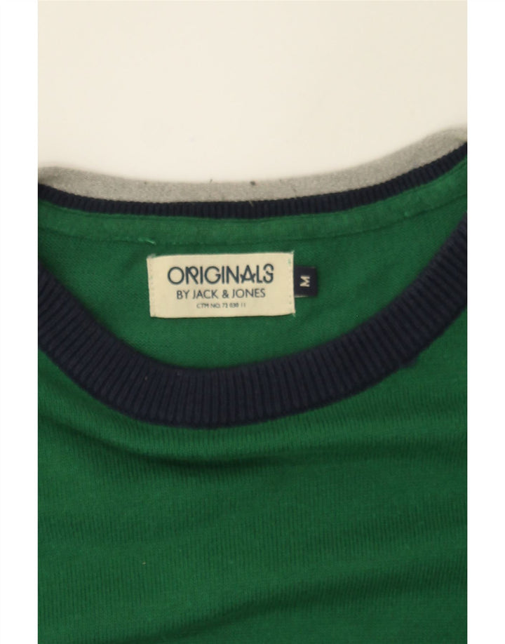 JACK & JONES Mens Crew Neck Jumper Sweater Medium Green Cotton Vintage Jack & Jones and Second-Hand Jack & Jones from Messina Hembry 
