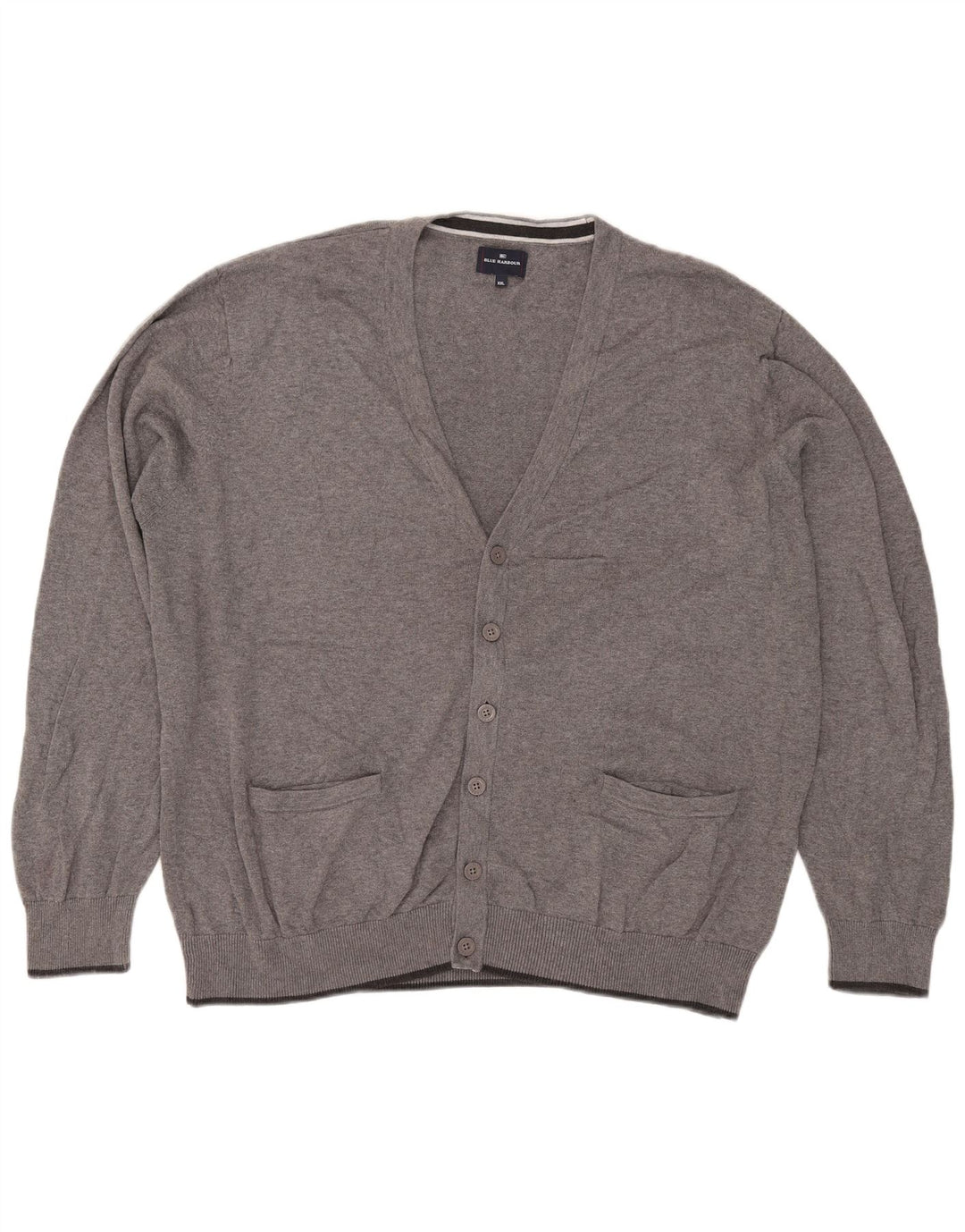 Suéter cardigã masculino Marks & Spencer Blue Harbor 2XL algodão manchado cinza