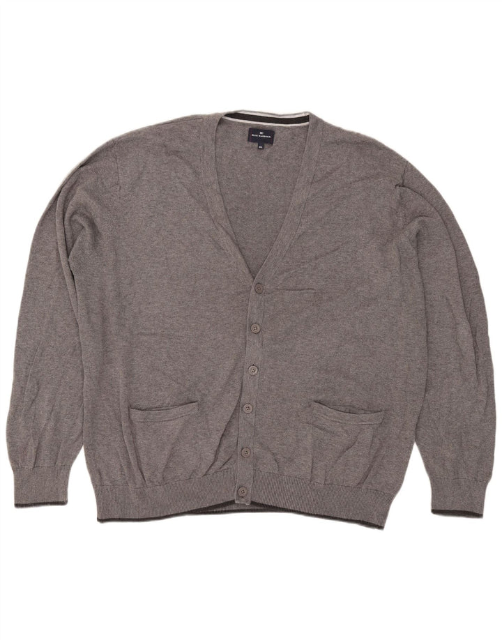Suéter cardigã masculino Marks & Spencer Blue Harbor 2XL algodão manchado cinza