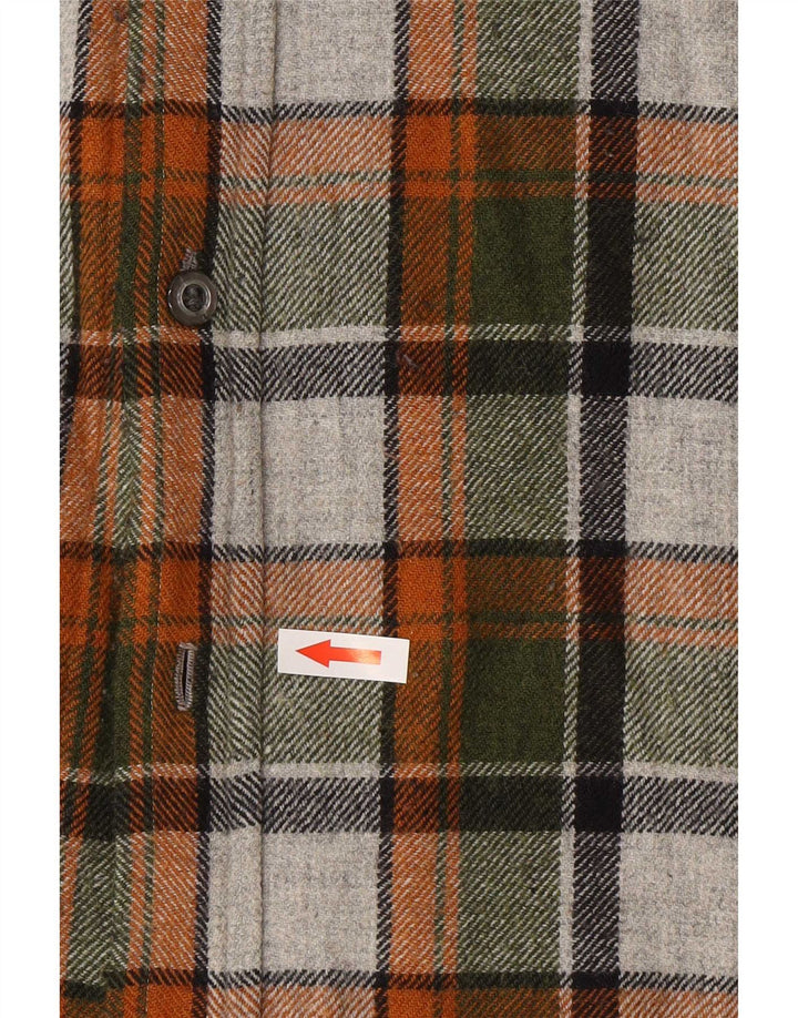 Camisa masculina vintage de flanela grande xadrez multicolorida