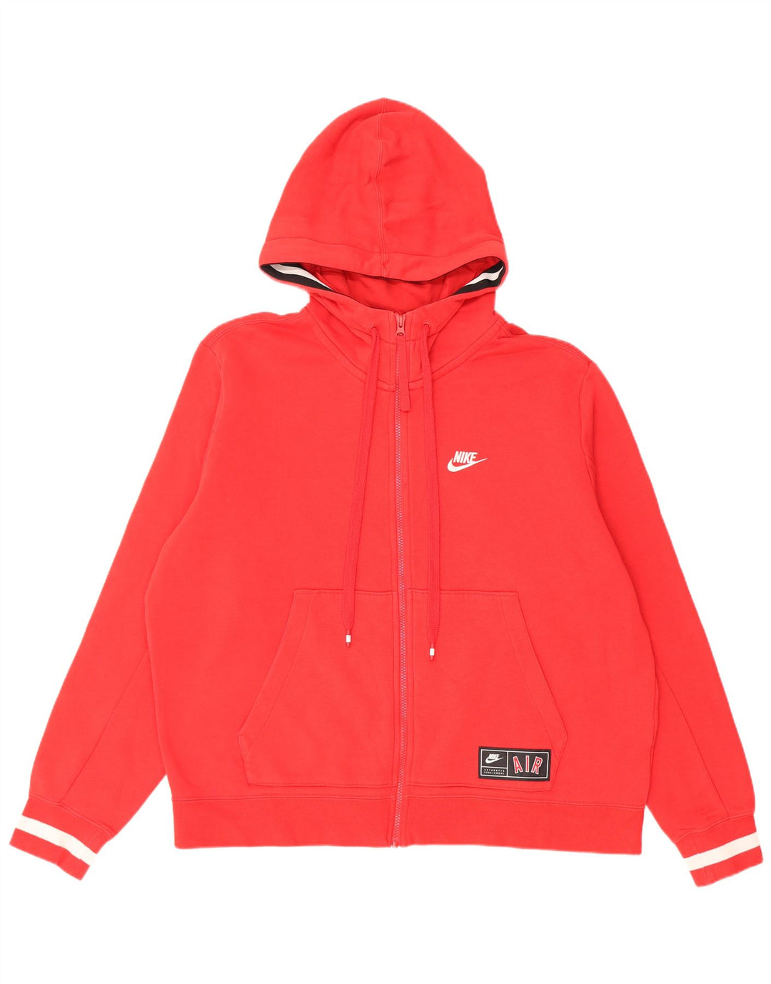 Suéter Nike masculino com capuz e zíper gráfico grande de algodão vermelho