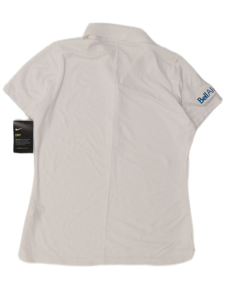 Camisa polo feminina Nike Dri Fit UK 12 poliéster branco médio
