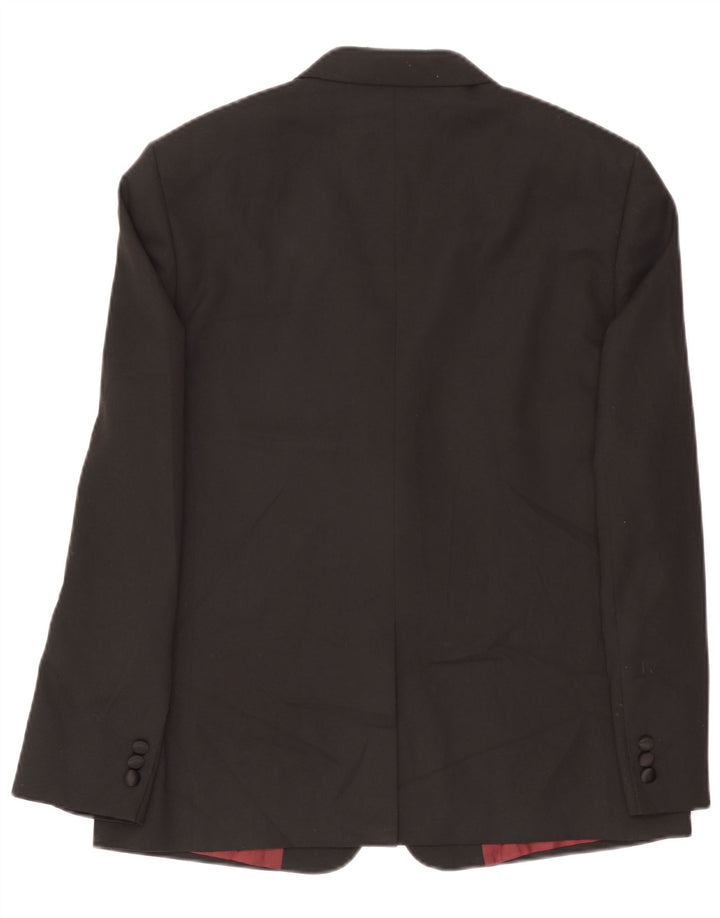 Jaqueta blazer masculina de 2 botões Marks & Spencer Reino Unido 42 grande poliéster preto