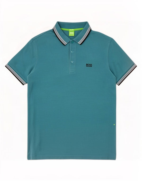 Camisa polo masculina Hugo Boss Regular Fit média listrada azul