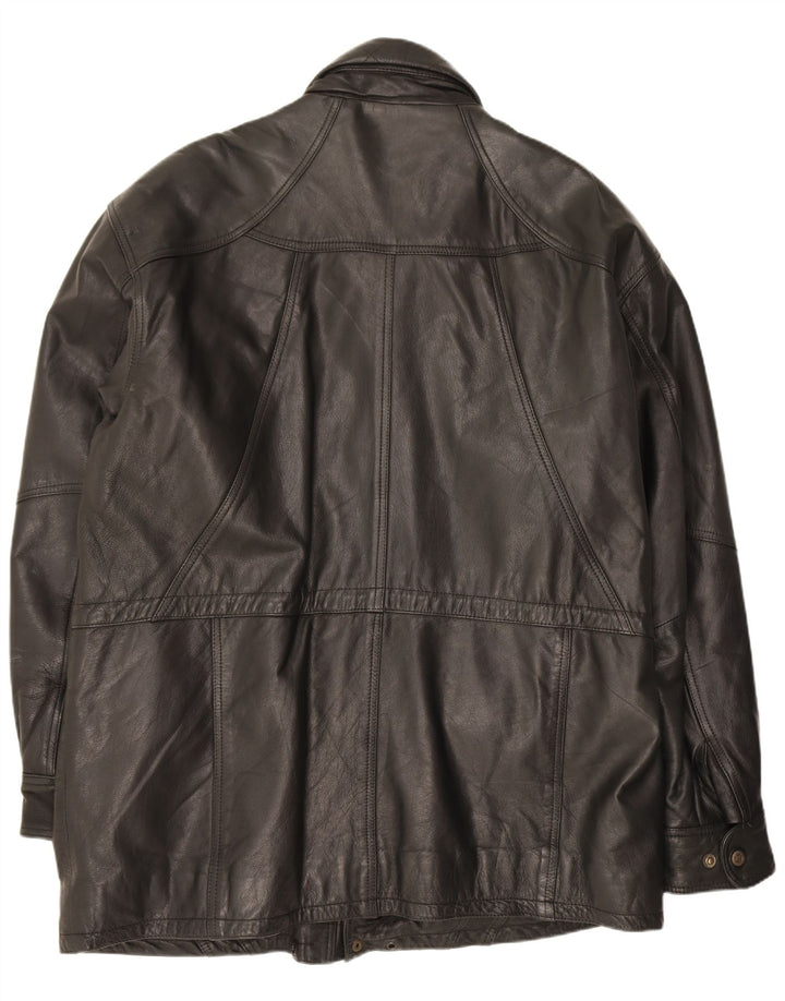 Casaco de couro masculino Shelter Bay UK 40 grande preto
