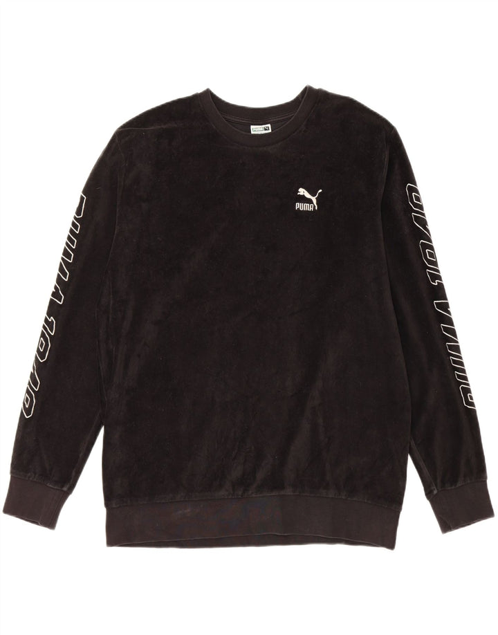 PUMA Mens Velvet Graphic Sweatshirt Jumper Small Black Cotton