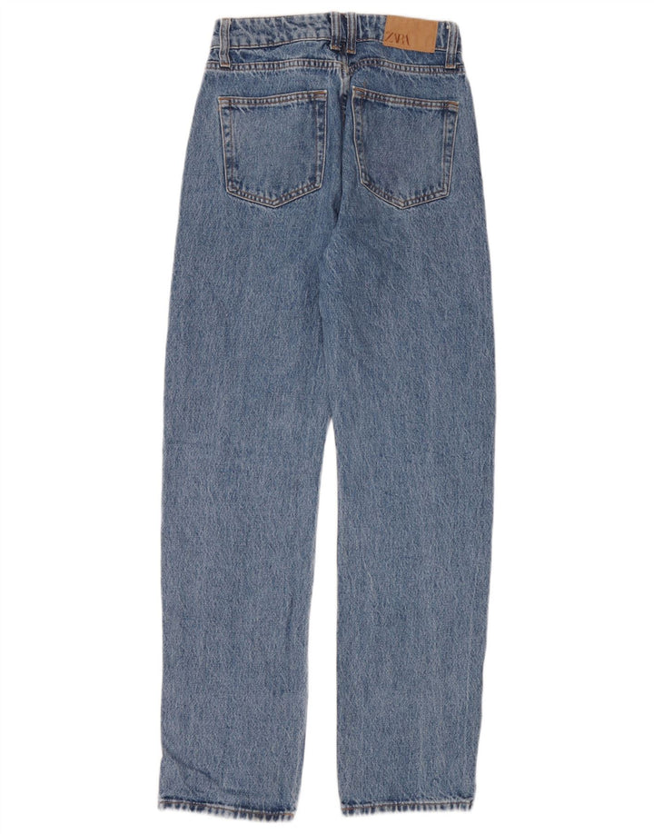 Calça jeans reta feminina Zara EU 34 2XS W24 L30 Azul