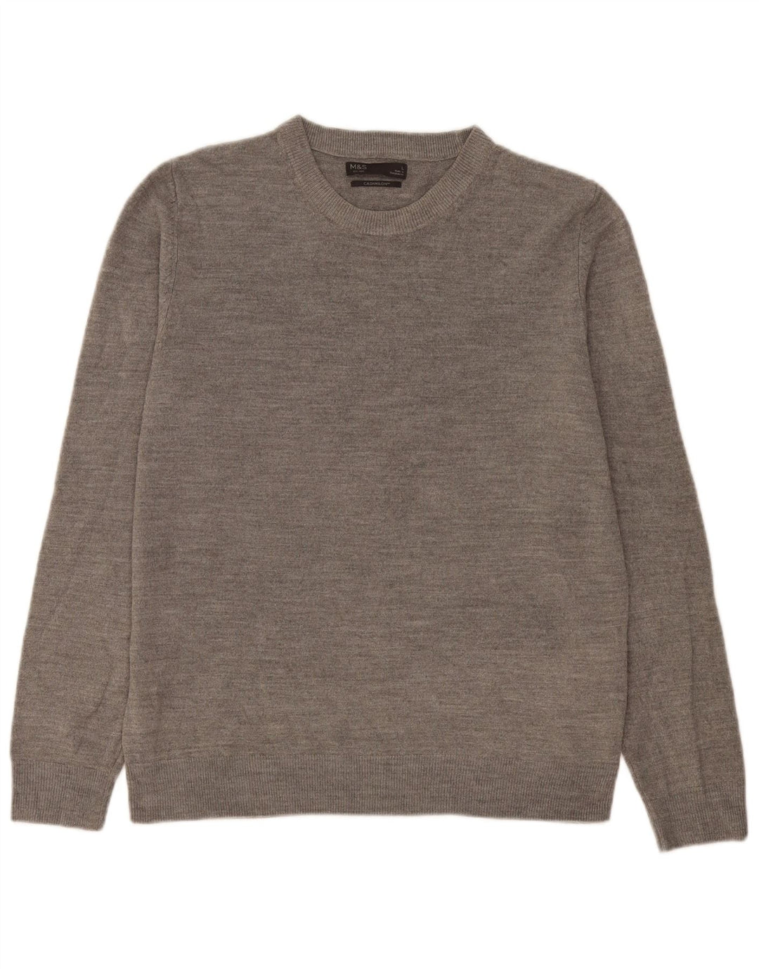 Suéter masculino Marks & Spencer com gola canoa grande acrílico manchado cinza