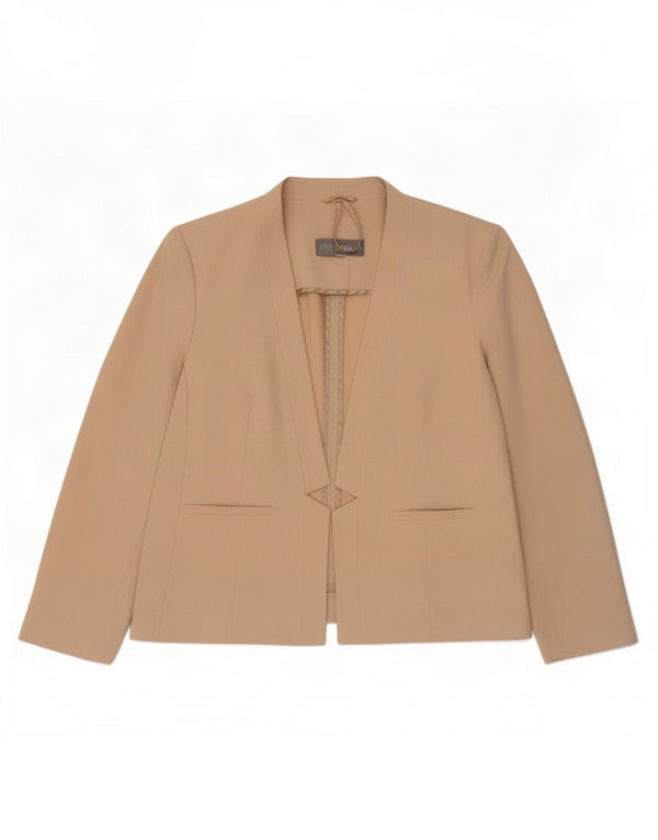 Jaqueta Blazer aberta feminina Marks & Spencer Reino Unido 20 2XL poliéster bege