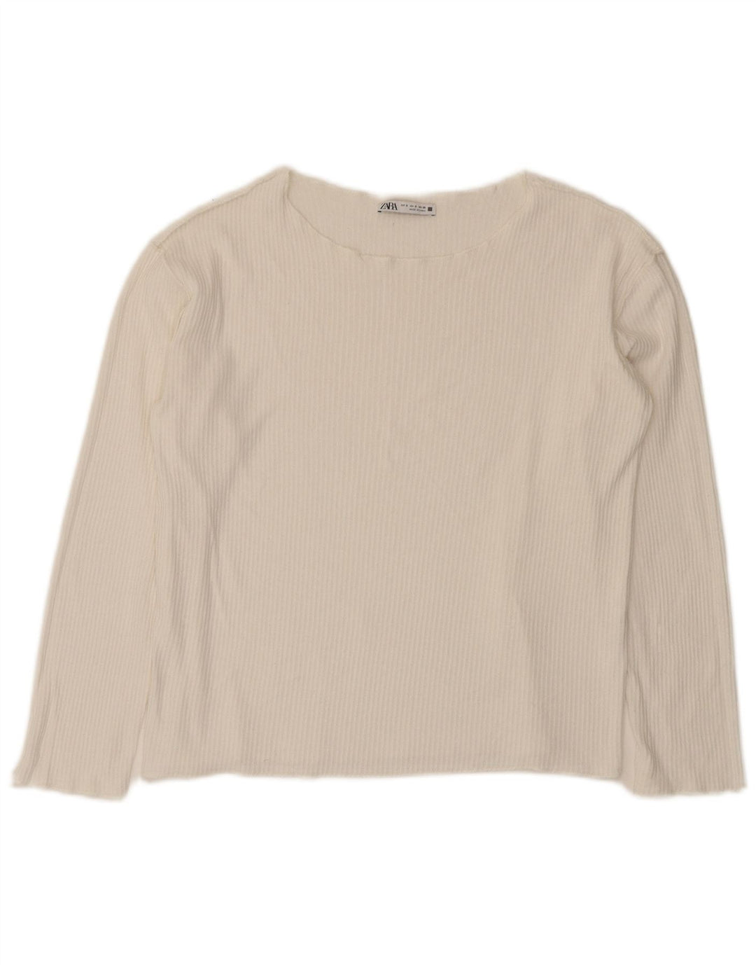 Zara Womens Crop Oversized Top Manga Longa Reino Unido 10 Pequeno Branco