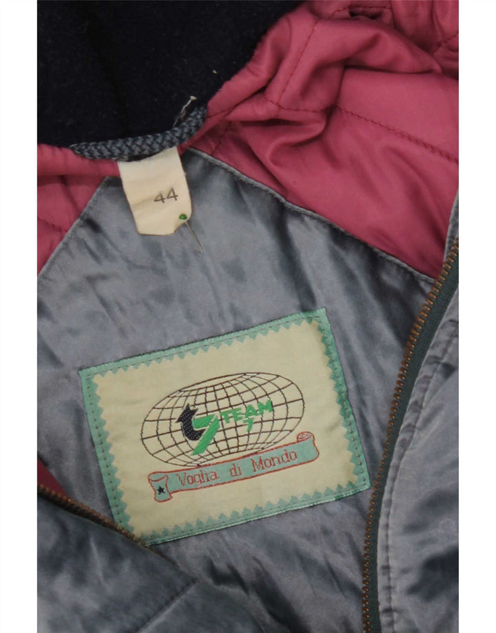 Jaqueta corta-vento superdimensionada com capuz feminino vintage IT 44 azul médio