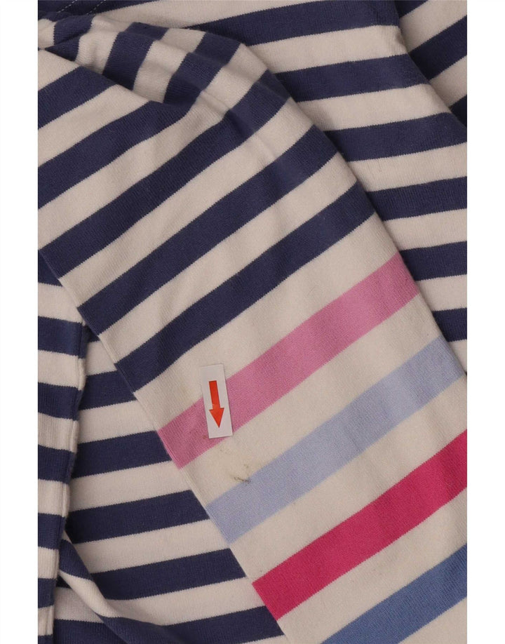 Joules Top feminino regular manga 3/4 Reino Unido 12 algodão listrado azul médio