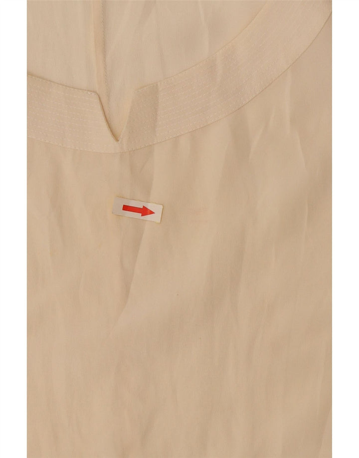 Blusa feminina vintage sem mangas, top UK 14 grande seda branca