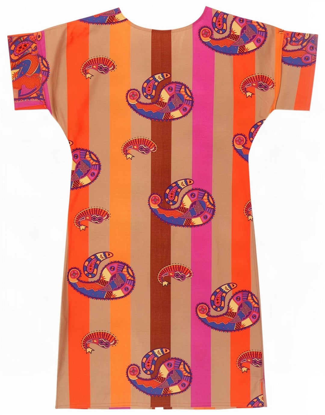 Vestido básico feminino vintage UK 12 listrado médio multicolorido