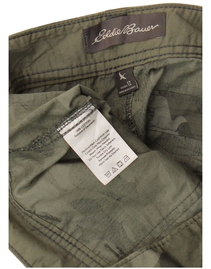 EDDIE BAUER Shorts chino feminino EUA 12 grande W36 algodão camuflado cáqui