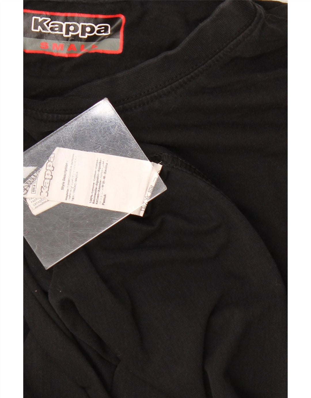 Camiseta gráfica masculina Kappa Top pequeno algodão preto