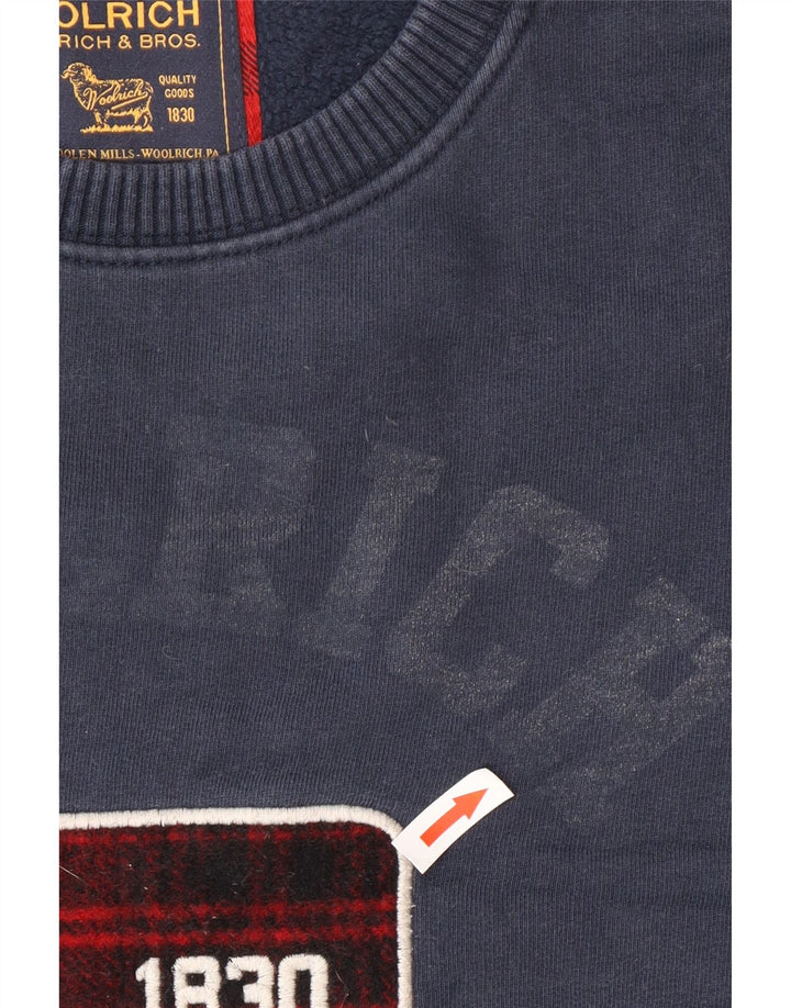 Woolrich moletom masculino gráfico jumper grande algodão azul marinho