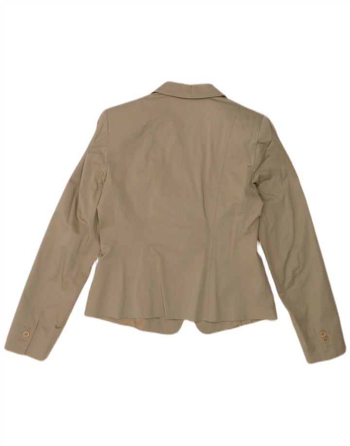 Jaqueta Blazer feminina de 1 botão Max Mara Reino Unido 12 Algodão bege médio