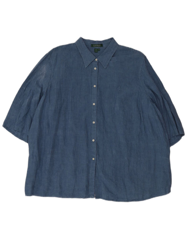Blusa feminina de manga curta grande Ralph Lauren Reino Unido 20 2XL azul