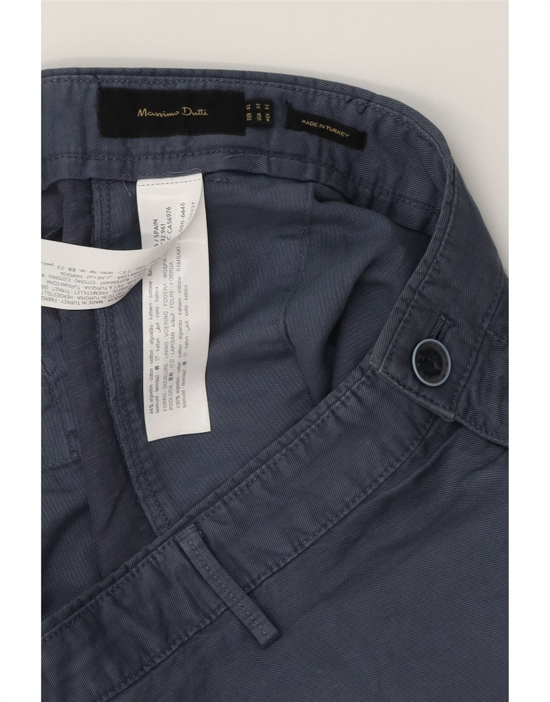 MASSIMO DUTTI Mens Chino Shorts EU 42 Grande W32 Azul Marinho Algodão