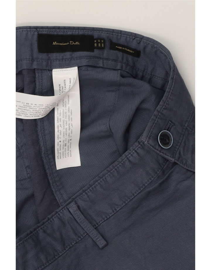 MASSIMO DUTTI Mens Chino Shorts EU 42 Grande W32 Azul Marinho Algodão
