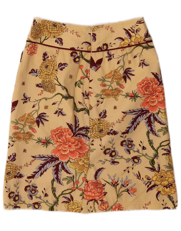 Saia Midi Feminina Vintage Médio W28 Amarelo Floral