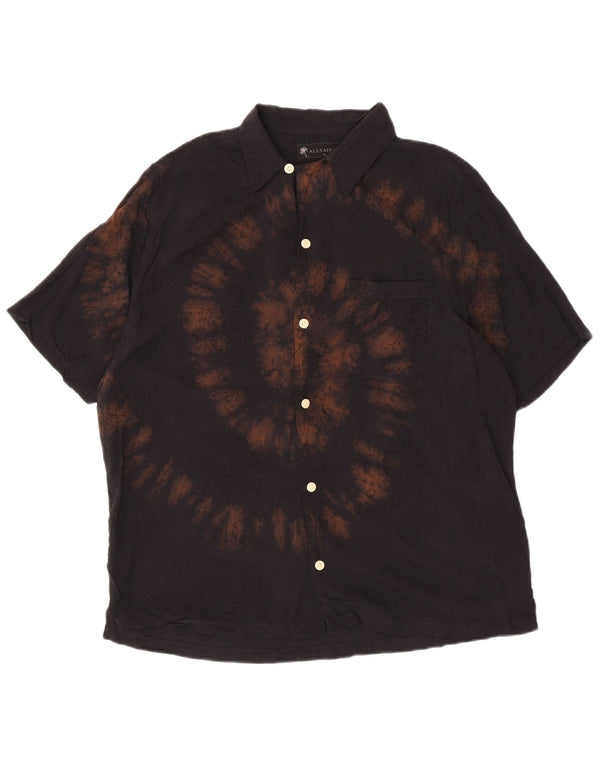 Camisa masculina de manga curta com ajuste relaxado ALL SAINTS médio preto tie-dye