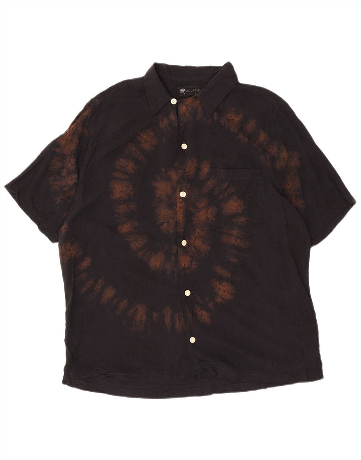 Camisa masculina de manga curta com ajuste relaxado ALL SAINTS médio preto tie-dye