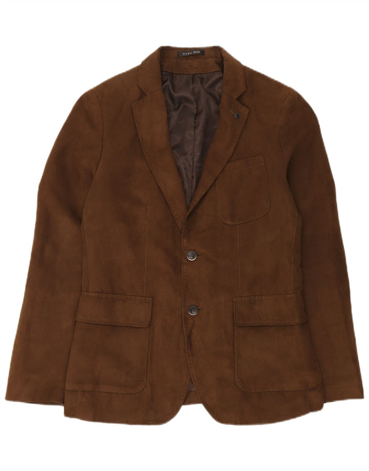 Jaqueta blazer masculina de camurça com 2 botões ZARA EU 48 marrom médio