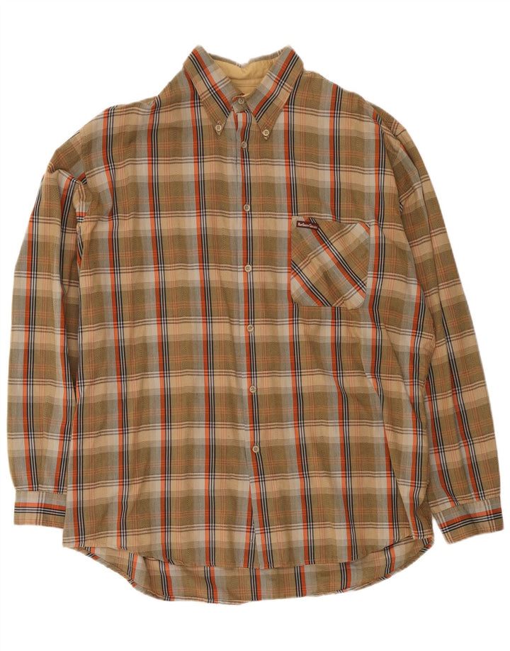 Camisa masculina de flanela Marlboro Classics 2XL algodão xadrez marrom