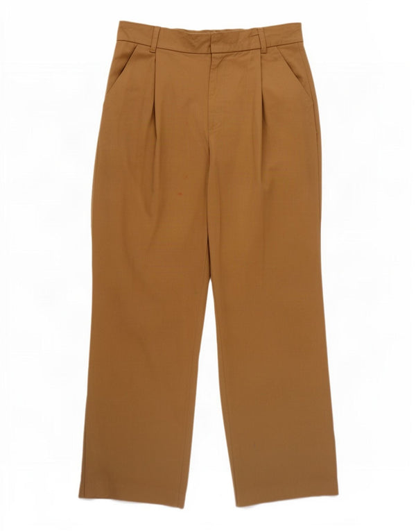 Calça feminina reta casual Zara médio W28 L30 poliéster marrom