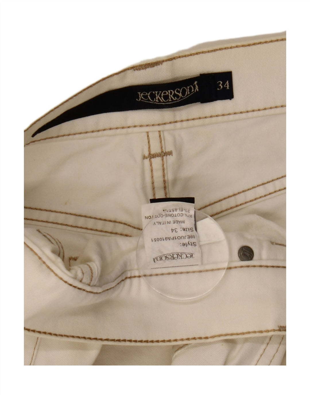 Jeans retos masculinos Jeckerson W34 L34 algodão branco