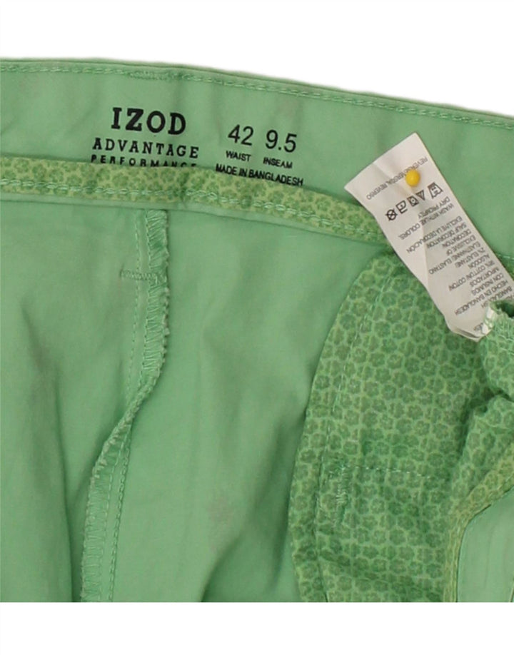 IZOD Mens Chino Shorts W42 2XL Green Spotted Cotton Vintage Izod and Second-Hand Izod from Messina Hembry 