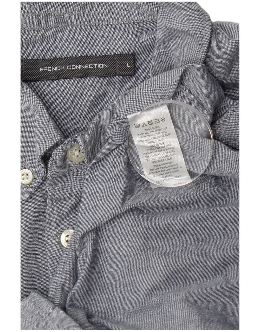 Camisa masculina French Connection grande algodão azul