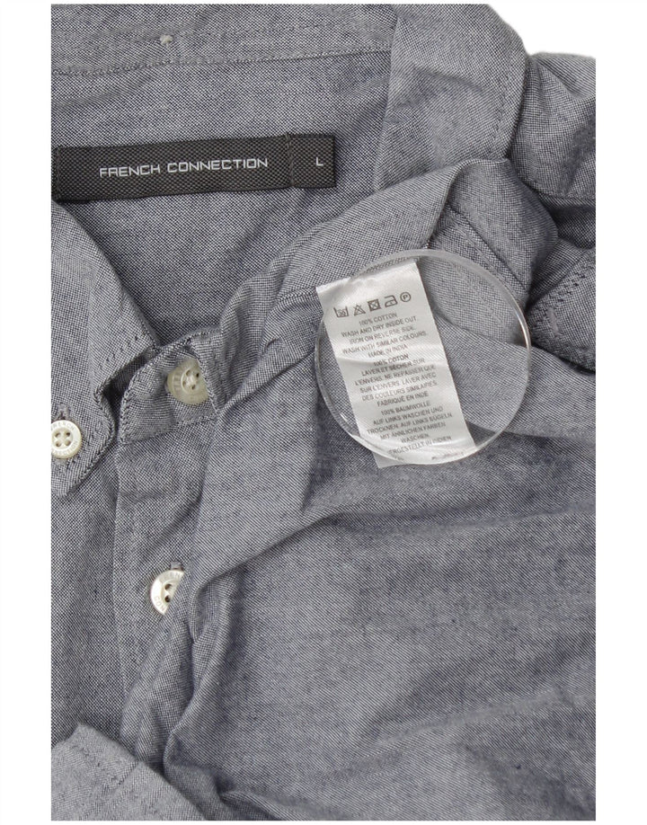 Camisa masculina French Connection grande algodão azul