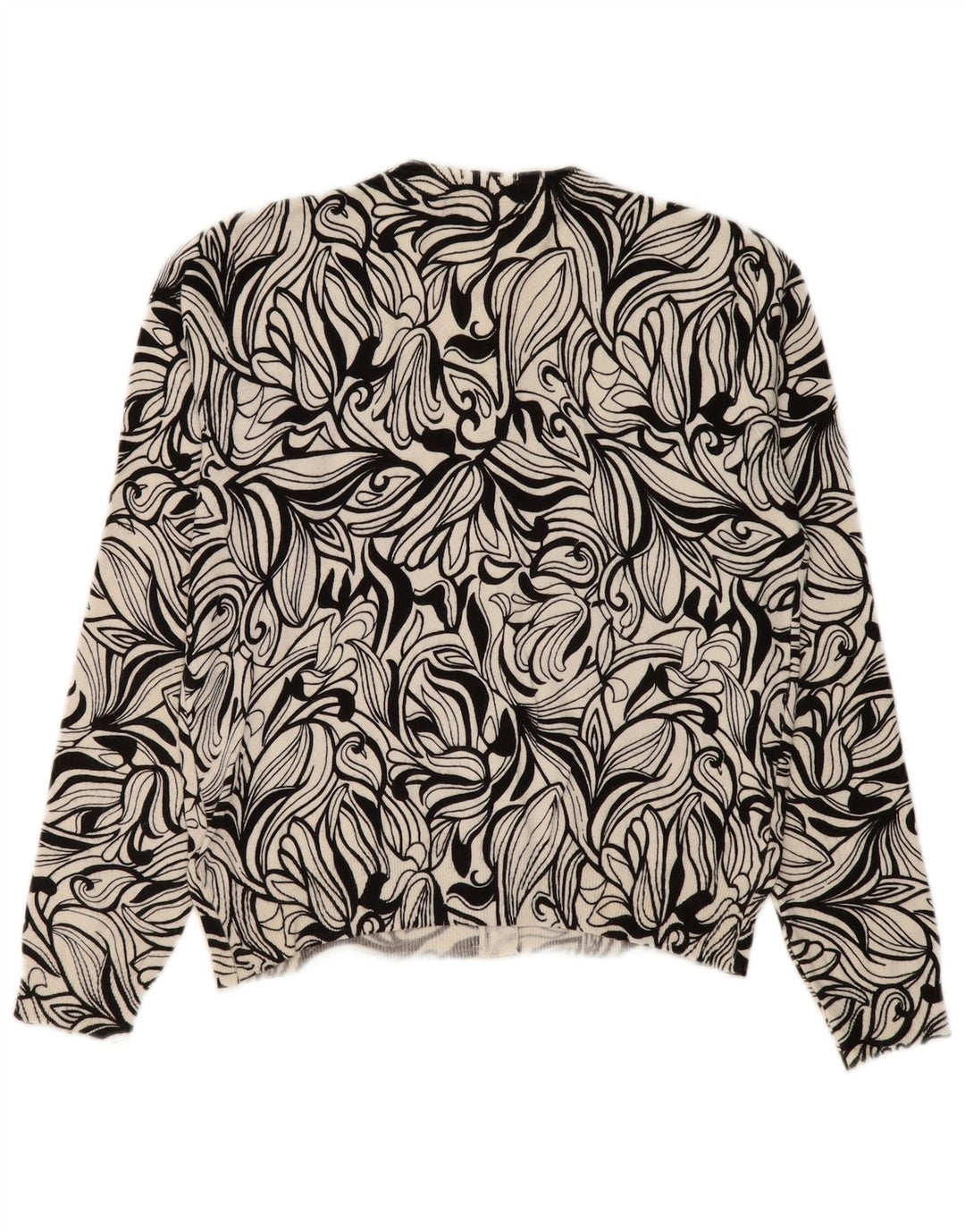 Suéter cardigã feminino Marks & Spencer Reino Unido 12 viscose floral preta média
