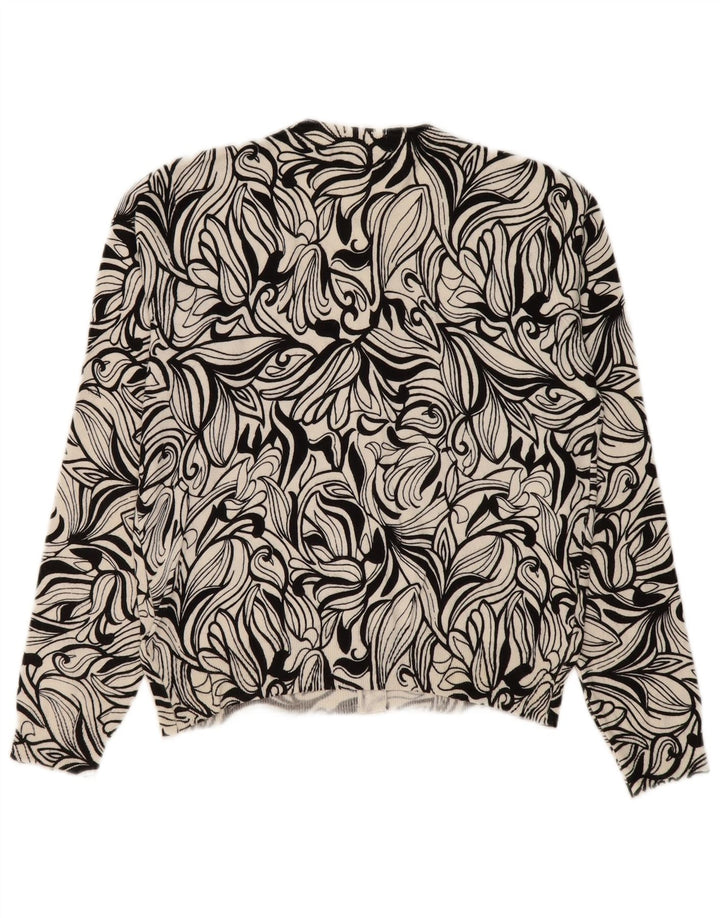 Suéter cardigã feminino Marks & Spencer Reino Unido 12 viscose floral preta média