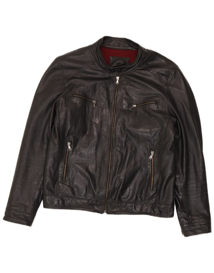 Jaqueta de couro masculina vintage IT 54 XL preta