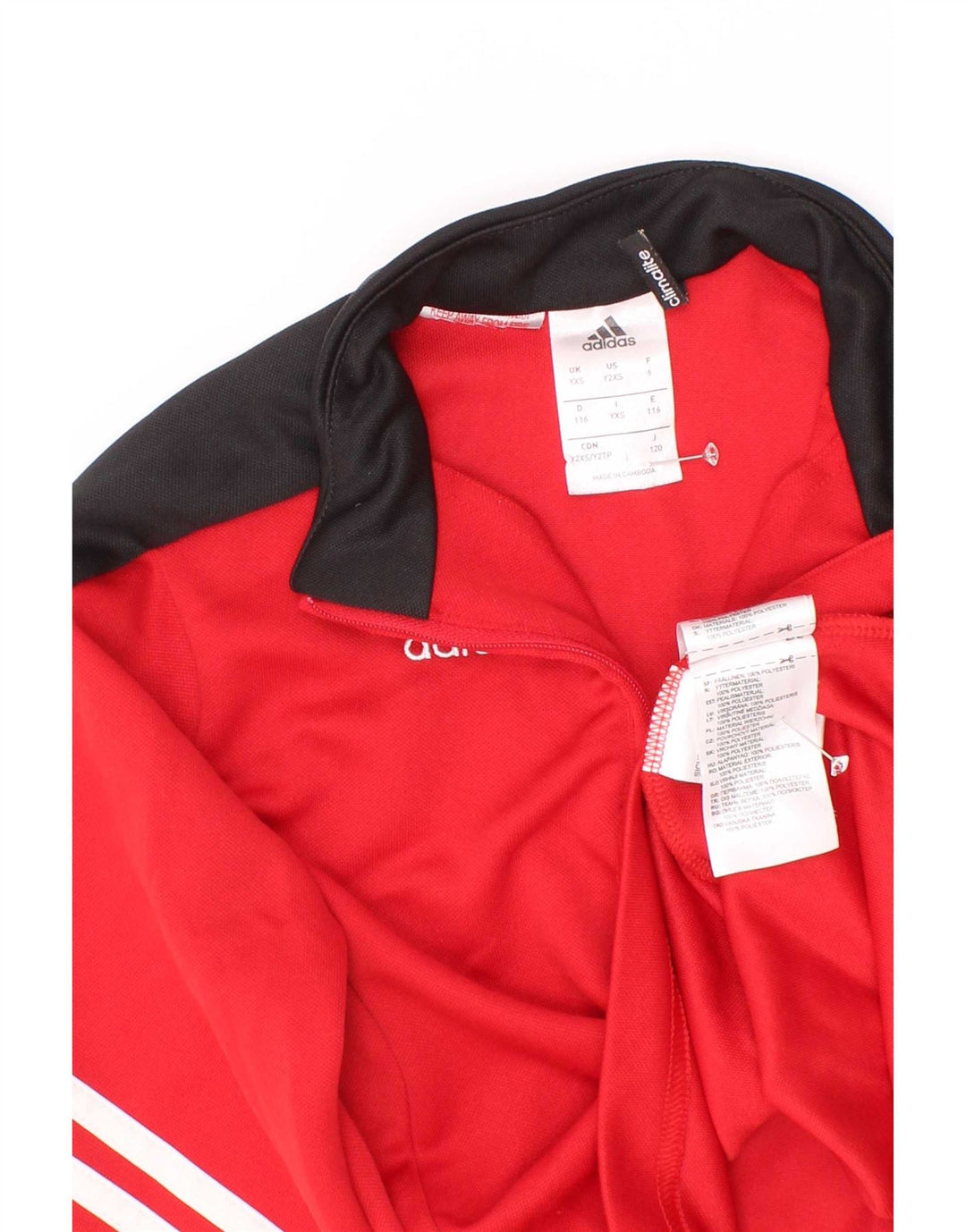 Adidas Meninos Zip Neck Pullover Treino Top 5-6 Anos XS Vermelho Colorblock
