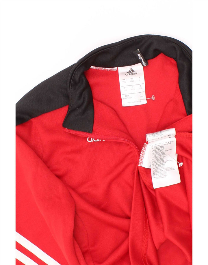 Adidas Meninos Zip Neck Pullover Treino Top 5-6 Anos XS Vermelho Colorblock